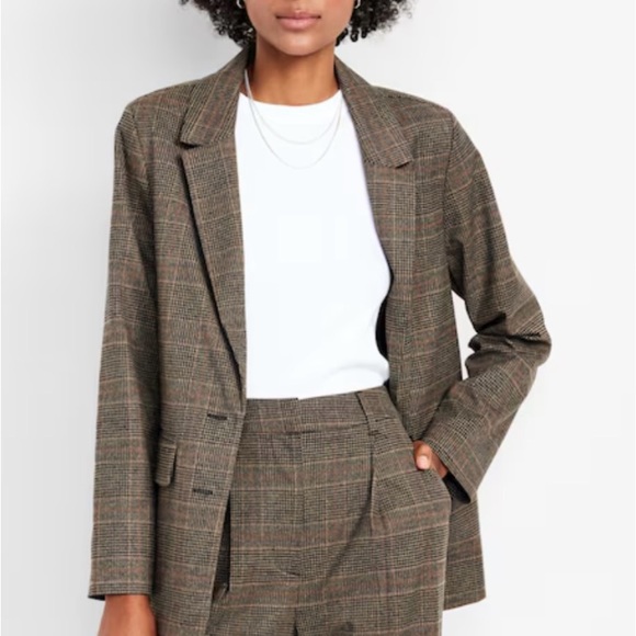 Old Navy Jackets & Blazers - Old Navy Twill Preppy Office  Academia Checkered Brown Women's Blazer